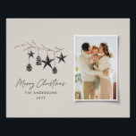 Pôster Foto de Natal de um guião elegante negro do escând<br><div class="desc">Preto,  moderno e elegante,  cor-de-água,  bege natural,  cor escandinávia moderna,  bege,  preto e branco,  foto de Natal,  poster.</div>