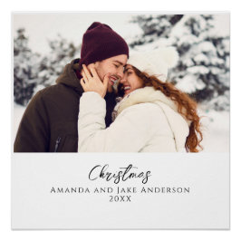 Pôster Foto de Natal Personalizada de Branco Moderno