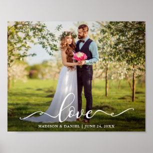 Poster Foto de Noiva e Noivo de Casamento com Letra Elega