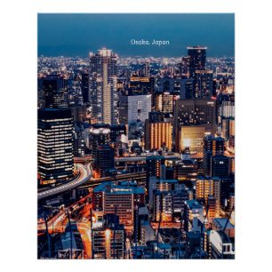Pôster Foto de paisagem urbana de Osaka no Japão