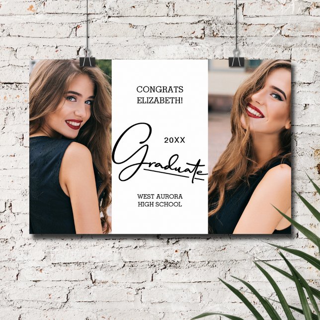 Poster Foto de Parabéns de Graduação Moderna (Graduation Congratulations Modern Photo Poster, INSTANT DOWNLOAD and/or PRINTED)