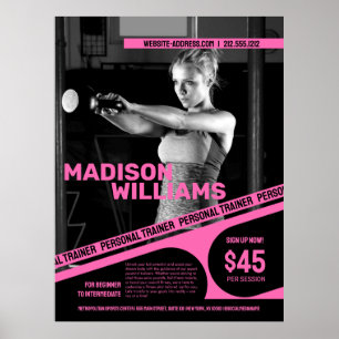 Poster Foto de Personal Trainer Rosa Vibrante Ousado