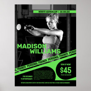 Poster Foto de Personal Trainer Verde Brilhante Ousado