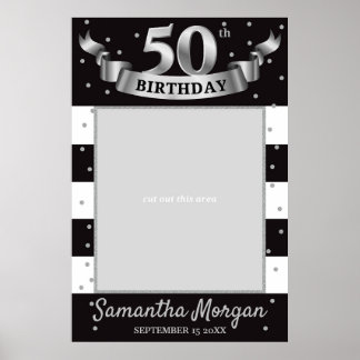 Poster Foto de Prata e Negra Foto de Aniversário Quadro Q