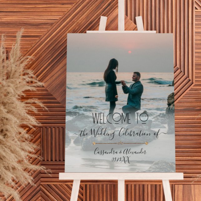 Poster Foto de Script Elegante Dourada Bem-vindo ao nosso (Criador carregado)