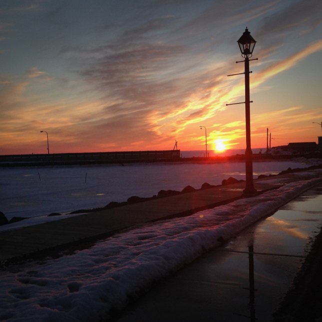 Poster Foto de Wall art do pôr do sol perto do porto (Criador carregado)