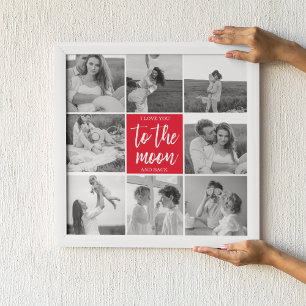 Poster Foto Do Casal De Colagem Moderna E Citação Da Lua