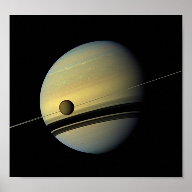 Pôster Foto do Espaço de Saturno e Titan Cassini (Frente)