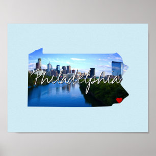 Poster Foto do estado da Pensilvânia e nome da cidade