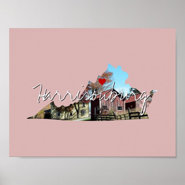 Poster Foto do Estado de Virgínia e nome da cidade (Frente)