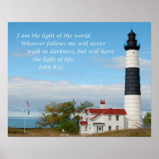 Poster Foto do farol com John 8:12