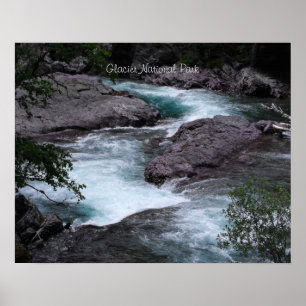 Poster Foto do Fluxo Florestal do Parque Nacional Glacier