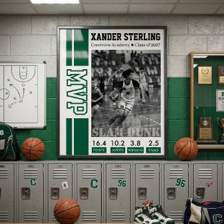 Poster Foto do Jogador MVP de Basquete