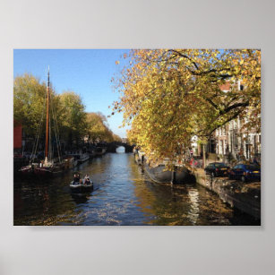 Poster Foto do outono do Canal de Amsterdã de Brouwersgra