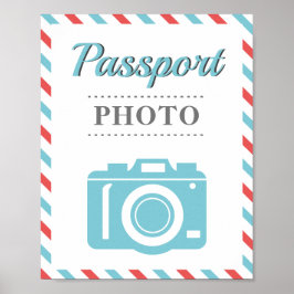 Poster Foto do Passport Booth Airline Viagem Blue Red