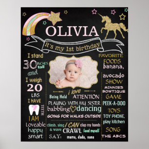 Poster Foto do sinal do quadro da festa de aniversário d