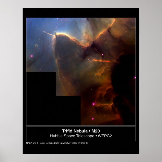 Poster Foto do Telescópio Hubble da Nebula M20 Trifid (Frente)