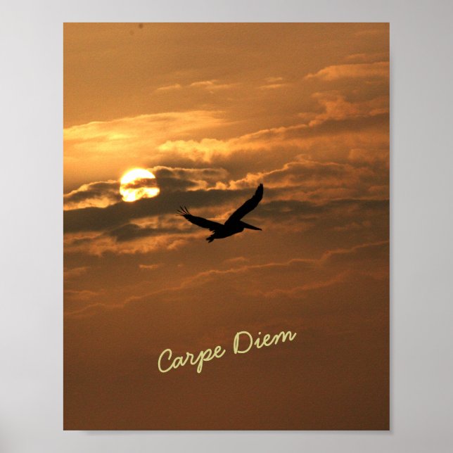Poster Foto Dourada Sunrise Carpe Diem Ocean (Frente)