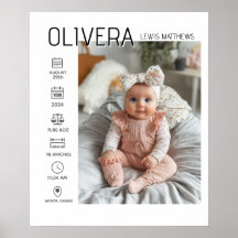 Foto e estatísticas do bebê