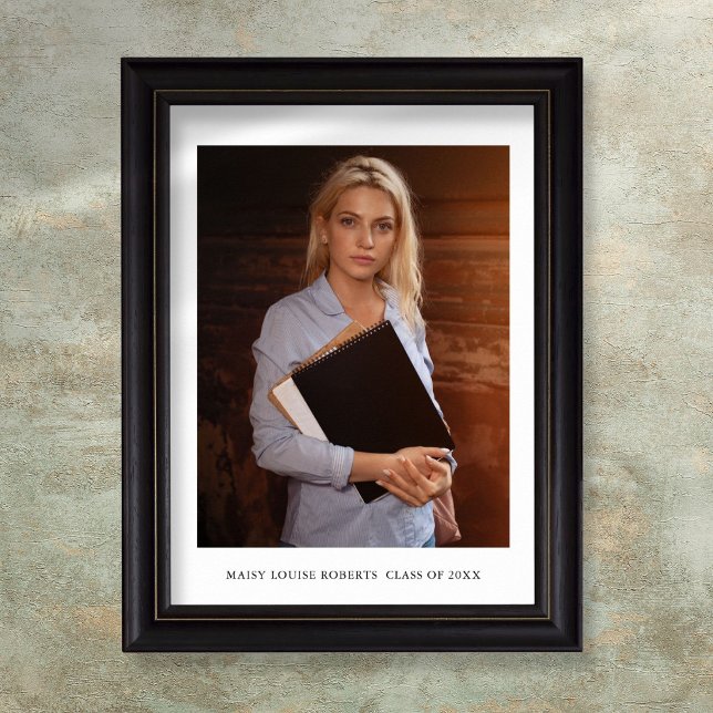 Poster Foto e nome do Formando Elegante Simples (Simple Elegant Graduate Photo and Name Poster)