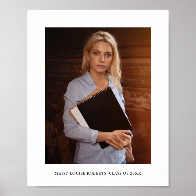 Poster Foto e nome do Formando Elegante Simples (Frente)