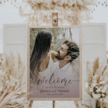 Foto Elegante rosa e preto Bem-vindo ao nosso casa