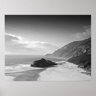 Poster Foto em preto e branco da costa da Califórnia