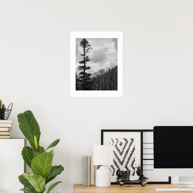 Poster Foto em Preto e Branco da Montanha Tempestuosa (Escritório em casa)