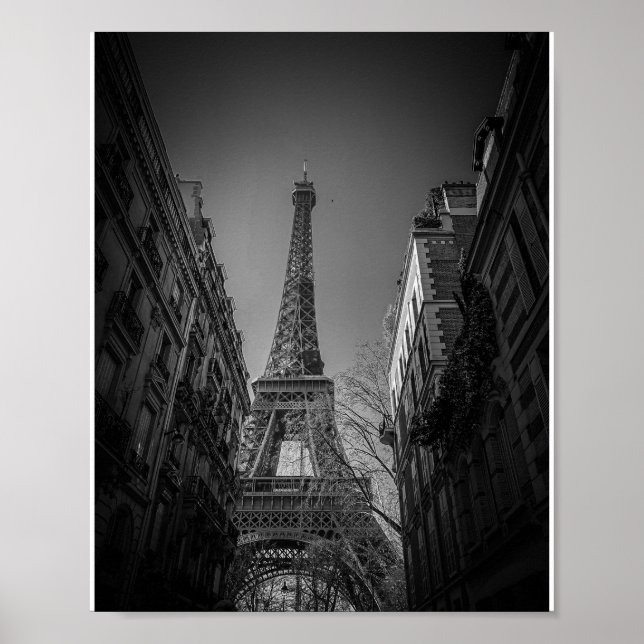 Poster Foto em Preto e Branco da Torre Eiffel (Frente)