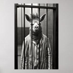 Poster Foto engraçada de alpaca na prisão vintage impress