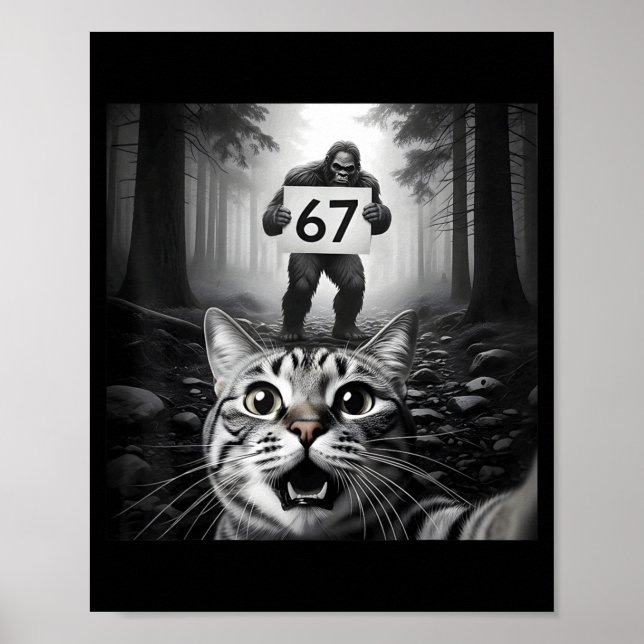 Poster Foto engraçada de gato com Bigfoot 67 Seis Sete Me (Frente)