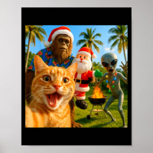 Poster Foto engraçada de Natal de gato com Pé Grande & Al