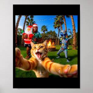 Poster Foto engraçada de Natal de gato com Pé Grande &amp