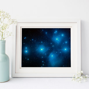 Poster Foto Espacial Celestial Aqua Azul Pleiades 10x8