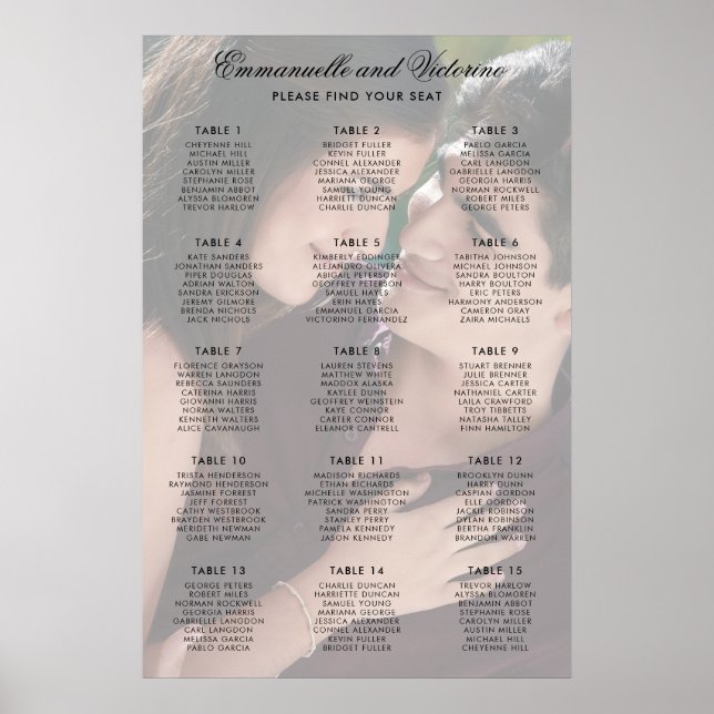Poster Foto: Faux Vellum Elegant Wedding Seating Chart (Frente)