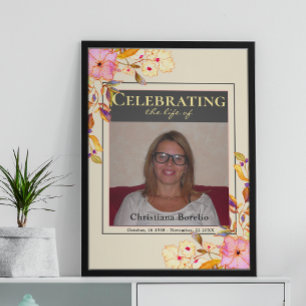 Poster Foto Floral Celebrando a Vida Mulher Funeral