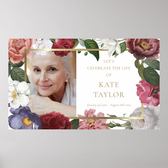 Poster Foto Floral Funeral Memorial Service SIgn (Frente)