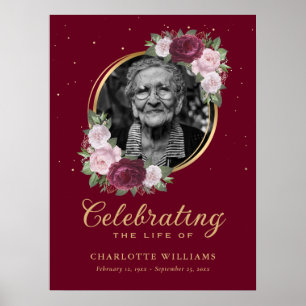 Poster Foto Floral Vermelha Celebração da Vida Sinal Fu