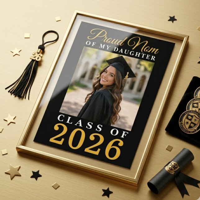 Poster Foto Formal de Graduação Preta e Dourada de Mãe Or (Criador carregado)