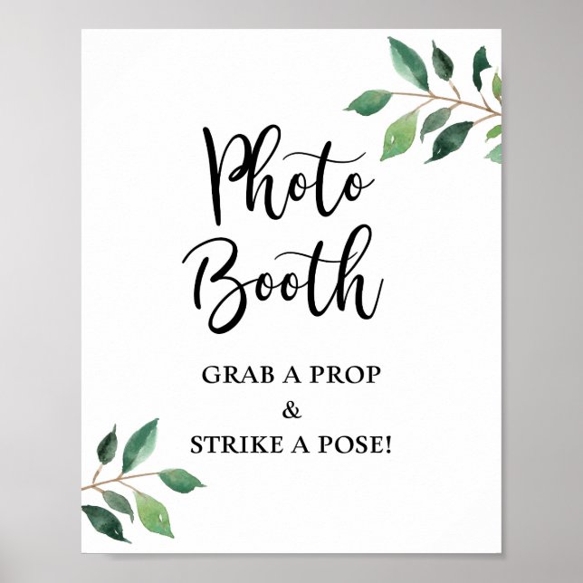 Poster Foto Greenery Booth Casamento ou Sinal de Partido (Frente)