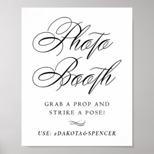 Poster Foto legante Booth Strike a Pose Script Preto