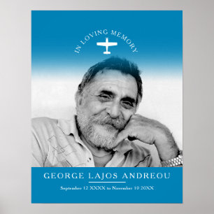 Poster Foto memorial personalizada funeral aviação azul