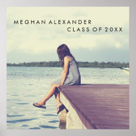 Poster Foto minimalista do formando com nome e ano de cla