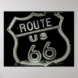 Poster Foto Neon "Route 66"