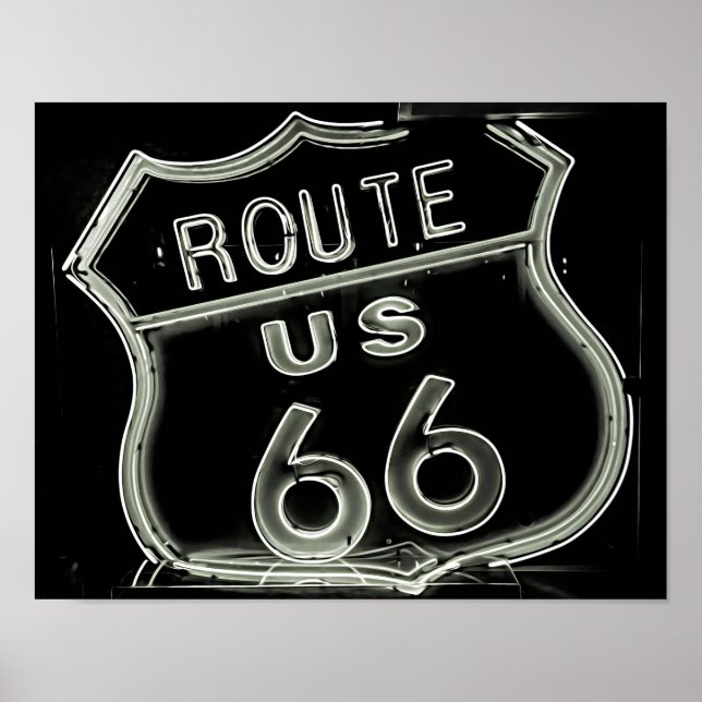 Poster Foto Neon "Route 66" (Frente)