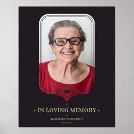 Poster Foto Ornamental de Filigrana Preta de Funeral