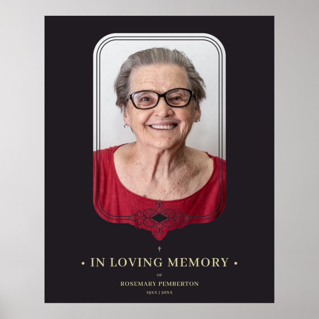 Poster Foto Ornamental Flourish Funeral Black Filigree (Frente)