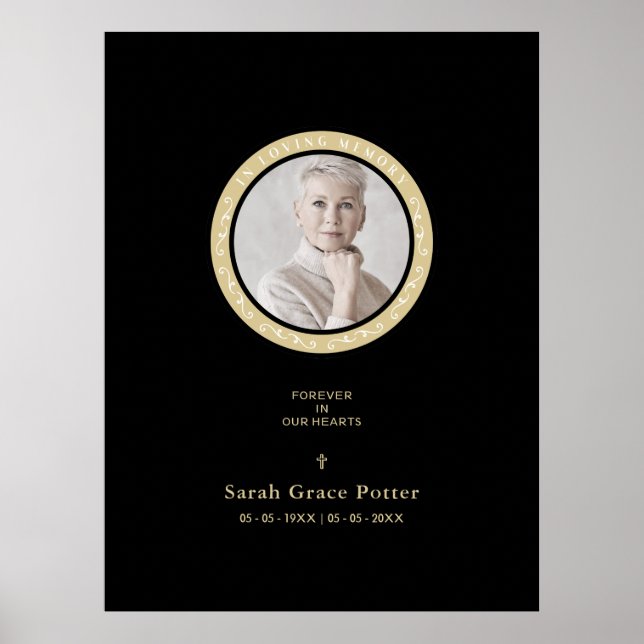 Poster Foto Ornamental Lembrando Ente Querido Funeral (Frente)