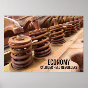 Poster Foto oxidada do bloco de motor de Rebuilders da
