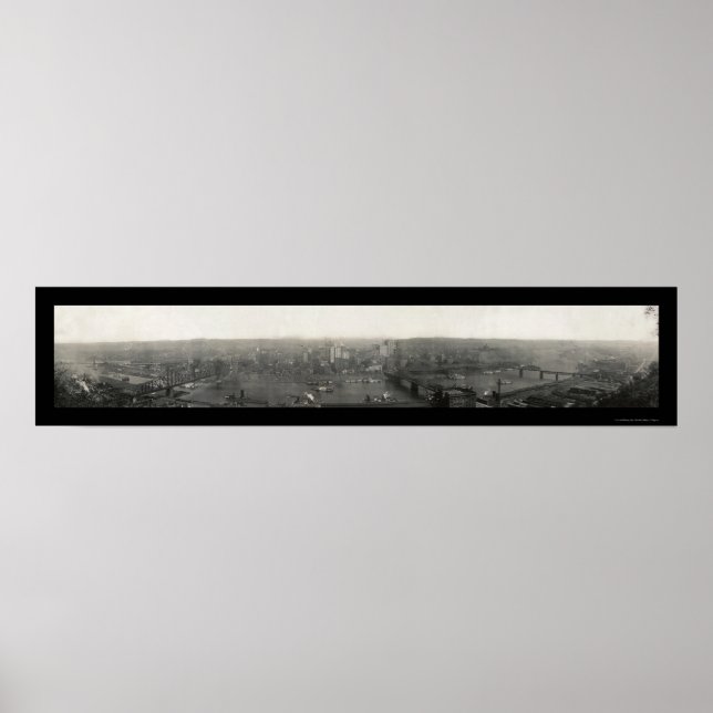 Pôster Foto Panorâmica Pittsburgh 1908 (Frente)